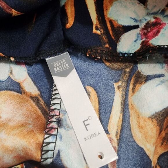 Dress Master Blue & Orange Floral Sleeveless Blouse - Picture 5 of 5